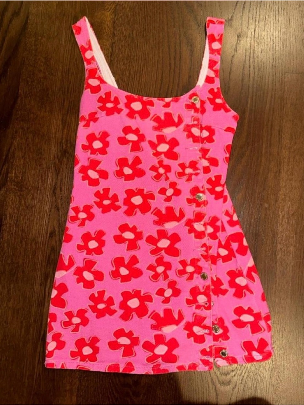PrettyLittleThing Retro Denim Floral Mini Dress